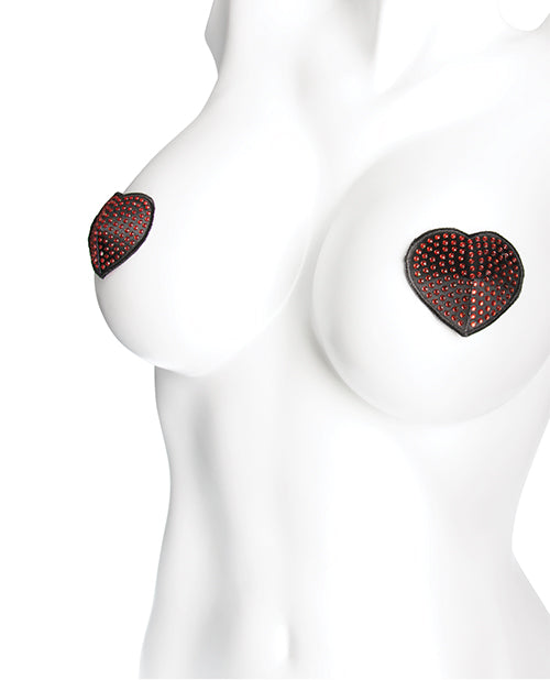 Heart Rhinestone Pasties - Red-black O-s