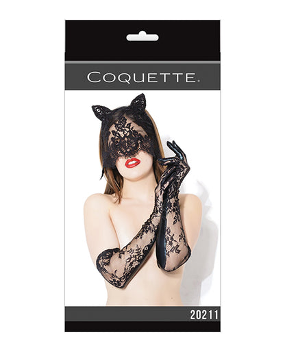 Darque Sex Kitten Mask & Glove Set Black O-s