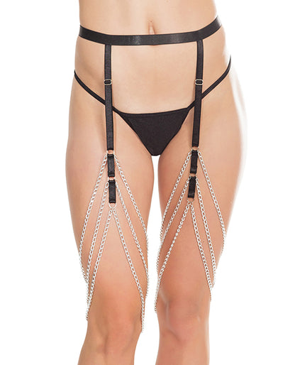 Coquette Darque Elastic & Chain Garterbelt Bk O-s