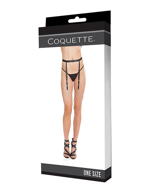 Coquette Darque Elastic & Chain Garterbelt Bk O-s