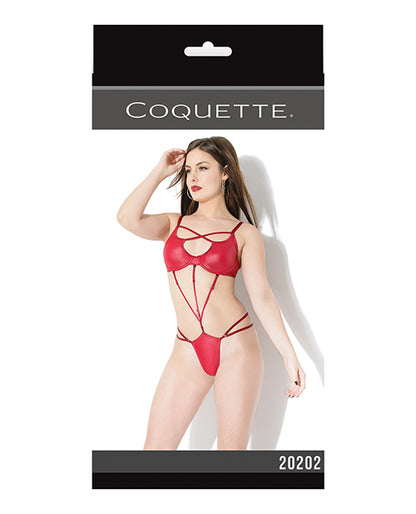 Play Darque Matte Wet Look Teddy W-removable Connector Straps Red O-s