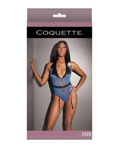 Fashion Mesh Cop Teddy W-attached Garters Blue O-s