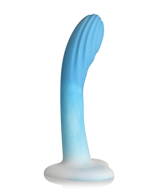 Curve Toys Simply Sweet 7" Rippled Silicone Dildo - Blue/white