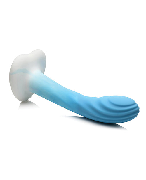 Curve Toys Simply Sweet 7" Rippled Silicone Dildo - Blue/white