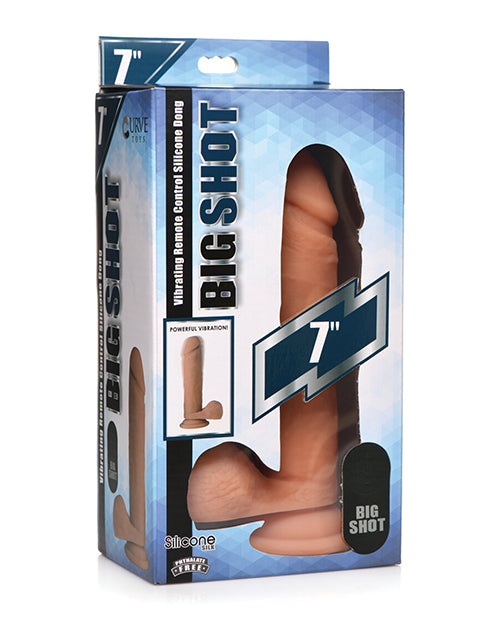 Curve Novelties Big Shot 7" Vibrating 21x Silicone Dildo W-balls & Remote - Light