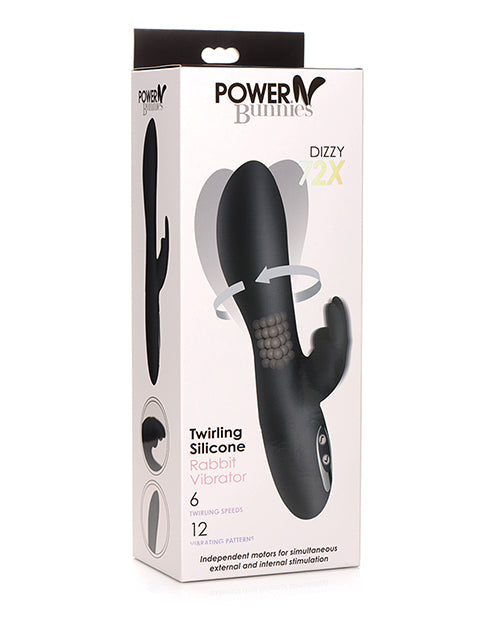 Curve Novelties Power Bunnies Dizzy Rotating Vibrator W-rotating Beads - Black