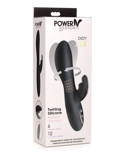 Curve Novelties Power Bunnies Dizzy Rotating Vibrator W-rotating Beads - Black