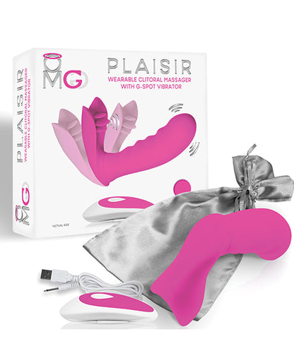 Omg Plaisir Wearable Clitoral Massager W-g-spot Vibrator - Pink