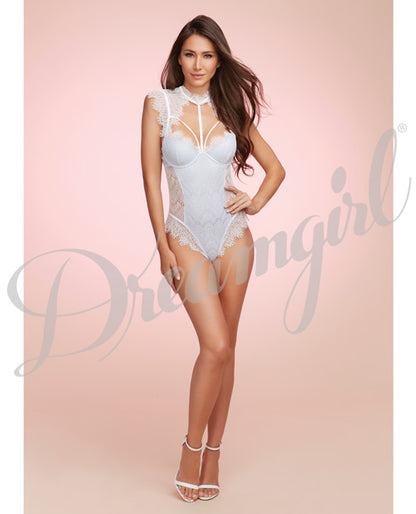 "Stretch Satin Teddy W/underwire Cups & Lace Overlay