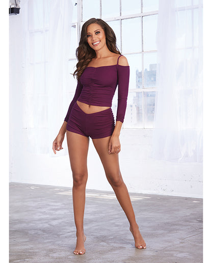 Soft Knit Jersey Sleepwear Pajama Top & Short Mulberry