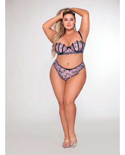 Embroidery Bra & G-string Lavender