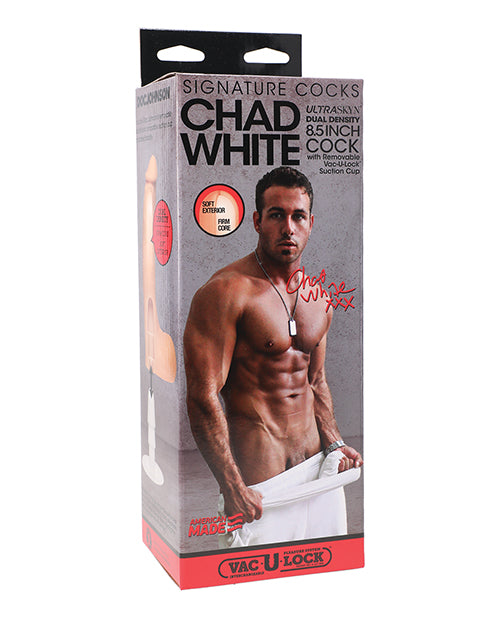 Signature Cocks Ultraskyn 8.5" Cock W-removable Vac-u-lock Suction Cup - Chad White