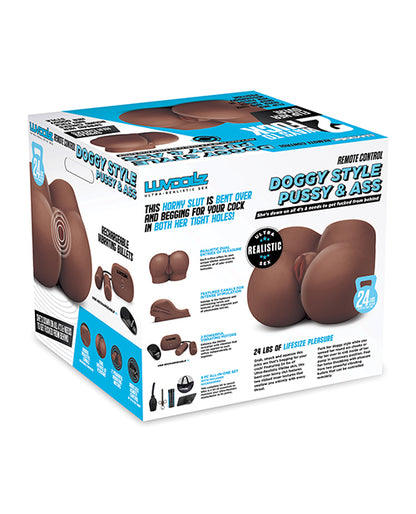 Luvdolz Remote Control Rechargeable Doggy Style Pussy & Ass W-douche - Mocha