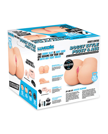 Luvdolz Remote Control Rechargeable Doggy Style Pussy & Ass W-douche - Ivory
