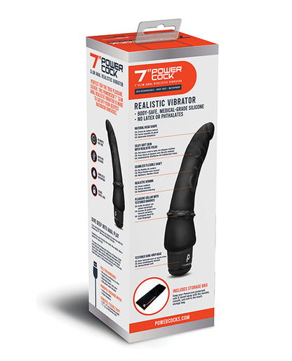 Powercocks 7" Slim Anal Realistic Vibrator