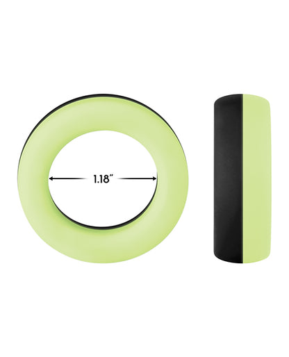 Forto F-19 Two Tone Liquid Silicone Cock Ring - Black-glow In The Dark