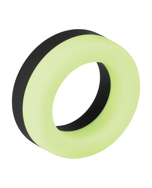 Forto F-19 Two Tone Liquid Silicone Cock Ring - Black-glow In The Dark