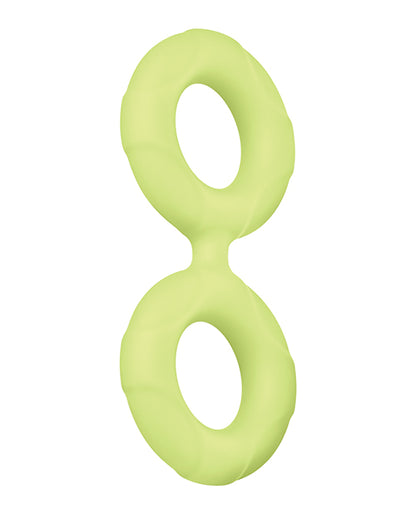 Forto F-81 51mm Double Ring Liquid Silicone Cock Ring - Glow In The Dark