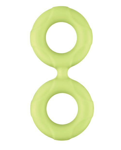 Forto F-81 51mm Double Ring Liquid Silicone Cock Ring - Glow In The Dark
