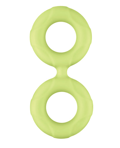 Forto F-81 51mm Double Ring Liquid Silicone Cock Ring - Glow In The Dark