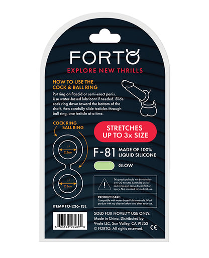 Forto F-81 51mm Double Ring Liquid Silicone Cock Ring - Glow In The Dark