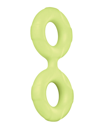 Forto F-81 47mm Double Ring Liquid Silicone Cock Ring - Glow In The Dark