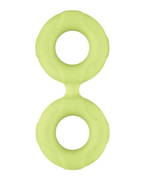 Forto F-81 47mm Double Ring Liquid Silicone Cock Ring - Glow In The Dark