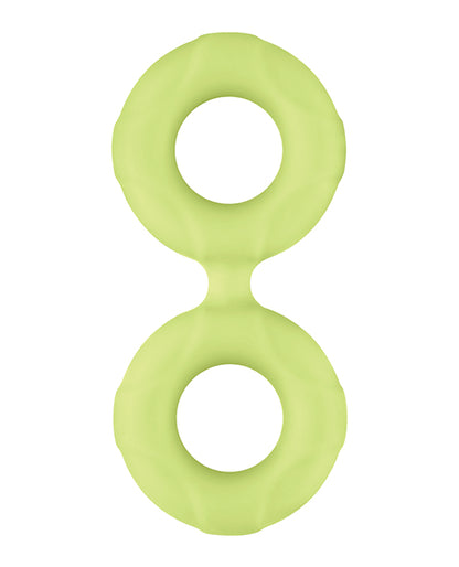Forto F-81 47mm Double Ring Liquid Silicone Cock Ring - Glow In The Dark