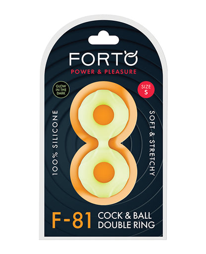 Forto F-81 44mm Double Ring Liquid Silicone Cock Ring - Glow In The Dark