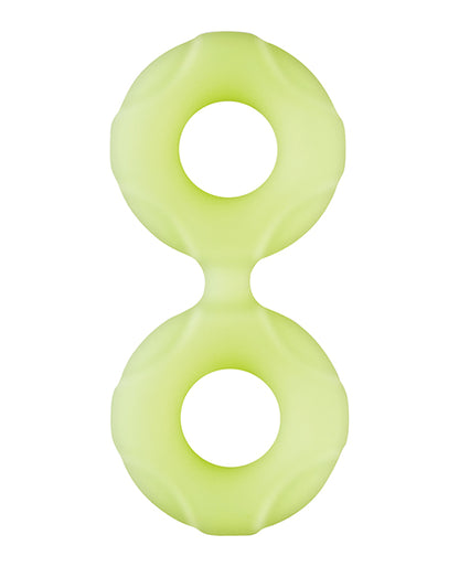 Forto F-81 44mm Double Ring Liquid Silicone Cock Ring - Glow In The Dark