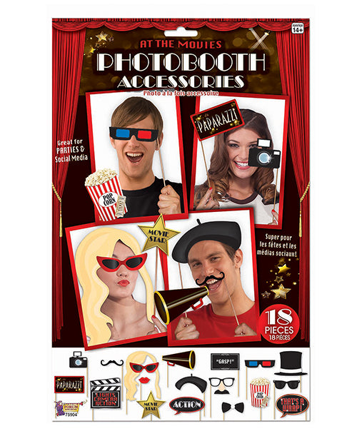 At The Movies Photo Booth Prop Kit - Set Of 18 Pc