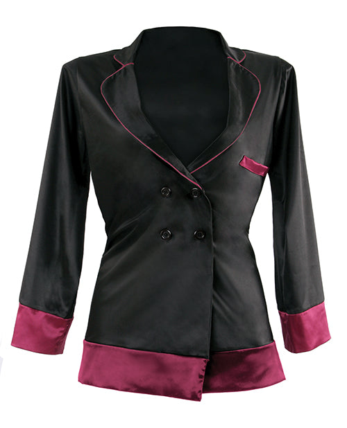 Premiere Marjorie Contrast Cuff Satin Blazer Jacket