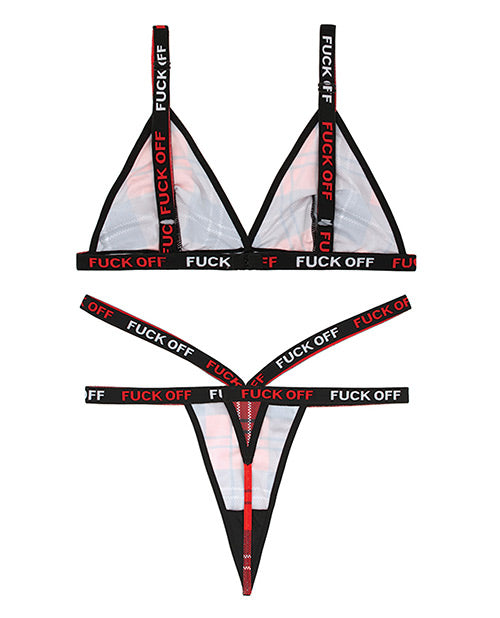 Vibes Fuck Off Bralette and Thong Plaid