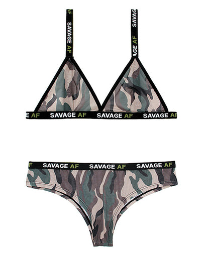 Vibes Savage Af Bralette and Cheeky Panty Camouflage