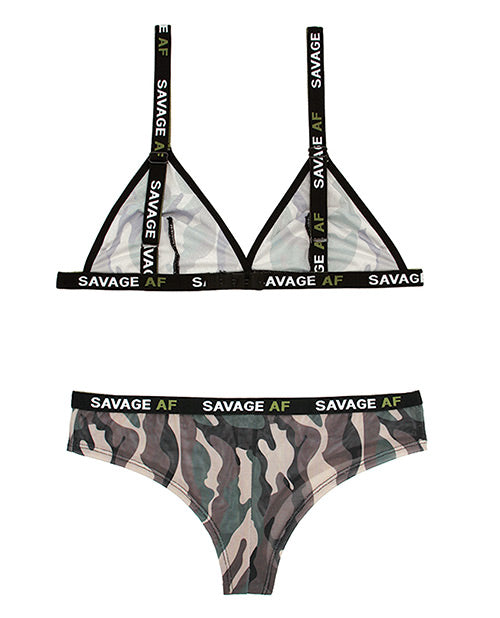 Vibes Savage Af Bralette and Cheeky Panty Camouflage