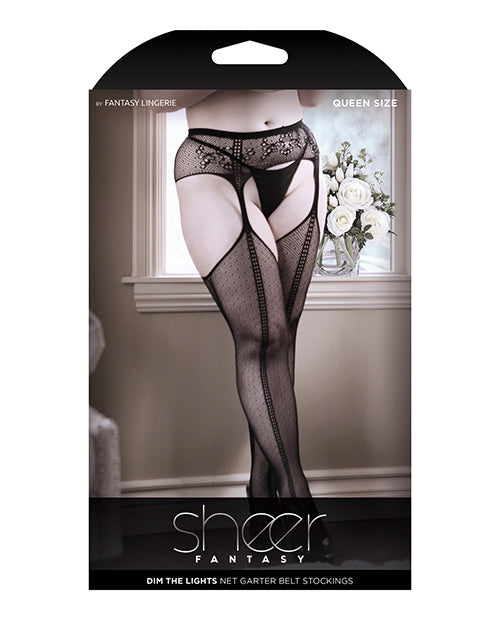 Fantasy Sheer Dim The Lights Garter Stockings Black
