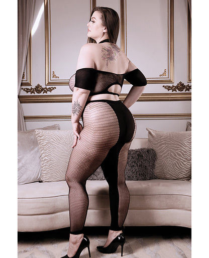 Sheer Fantasy Missing You Opaque & Net Off Should Top W-leggings Black Qn
