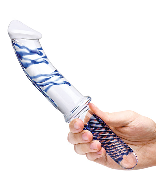 Glas 11" Realistic Double Ended Glass Dildo W-handle - Blue