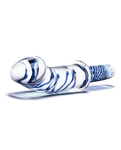 Glas 11" Realistic Double Ended Glass Dildo W-handle - Blue
