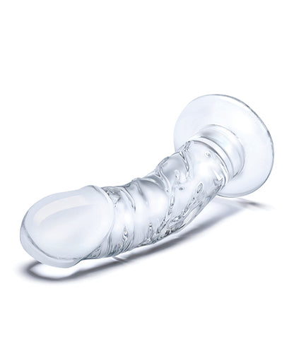 Glas 7" Realistic Curved Glass Dildo W-veins - Clear
