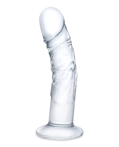 Glas 7" Realistic Curved Glass Dildo W-veins - Clear