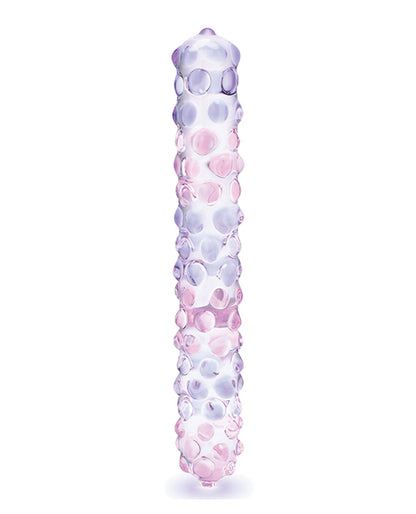 Glas 9" Purple Rose Nubby Glass Dildo - Purple-pink