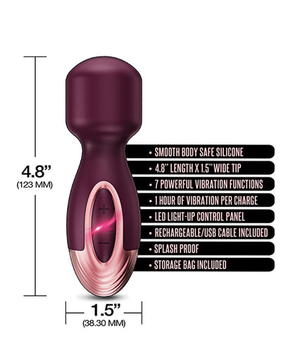 Zola Rechargeable Silicone Mini Wand - Burgundy-rose Gold