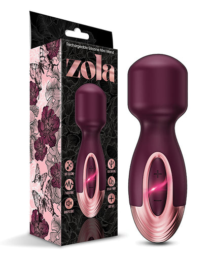 Zola Rechargeable Silicone Mini Wand - Burgundy-rose Gold