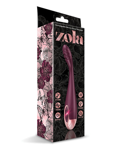 Zola Rechargeable Silicone G Spot Massager - Burgundy-rose Gold