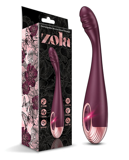 Zola Rechargeable Silicone G Spot Massager - Burgundy-rose Gold