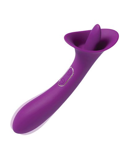 Adele Clit Licking Tongue Vibrator W- G Spot Stimulator - Purple