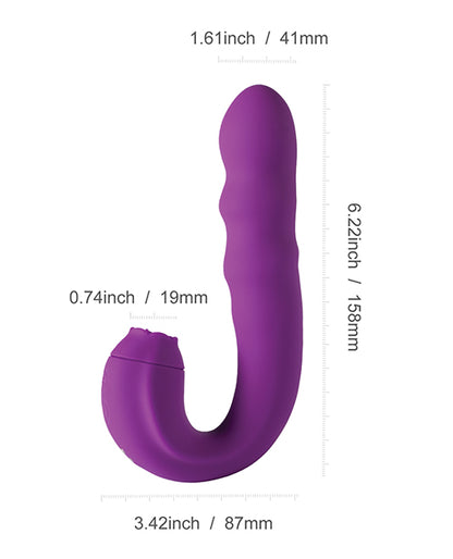 Lilian G-spot Vibrator W-rotating Head & Vibrating Tongue - Purple