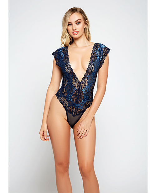 Lace & Mesh Deep V Teddy