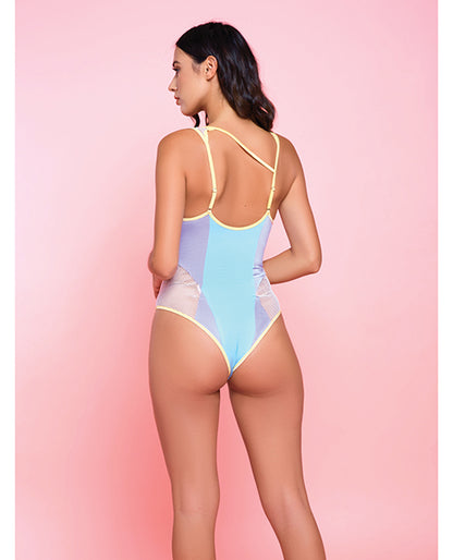 Color Block Teddy W/fishnet Panel